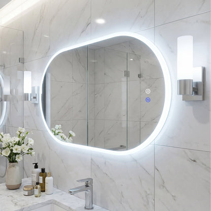 80 x 50 CM Lighted Mirror for Bathroom Wall Backlit Shatterproof Mirror