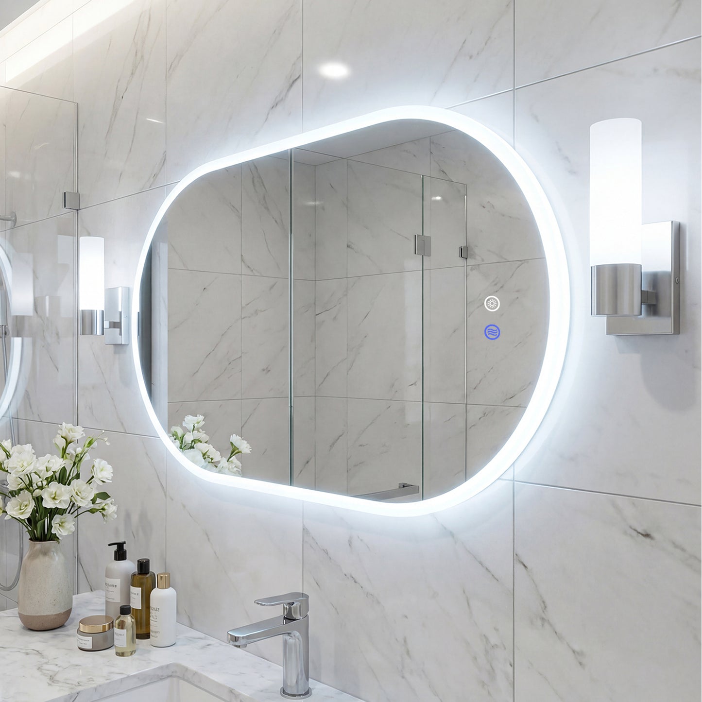 80 x 50 CM Lighted Mirror for Bathroom Wall Backlit Shatterproof Mirror