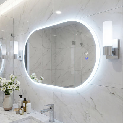 80 x 50 CM Lighted Mirror for Bathroom Wall Backlit Shatterproof Mirror