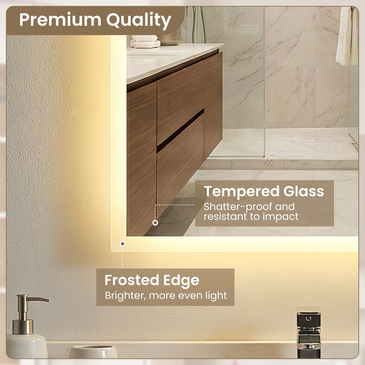 80 x 60 CM Rectangular Wall Vanity LED Bathroom Mirror with Anti-fog