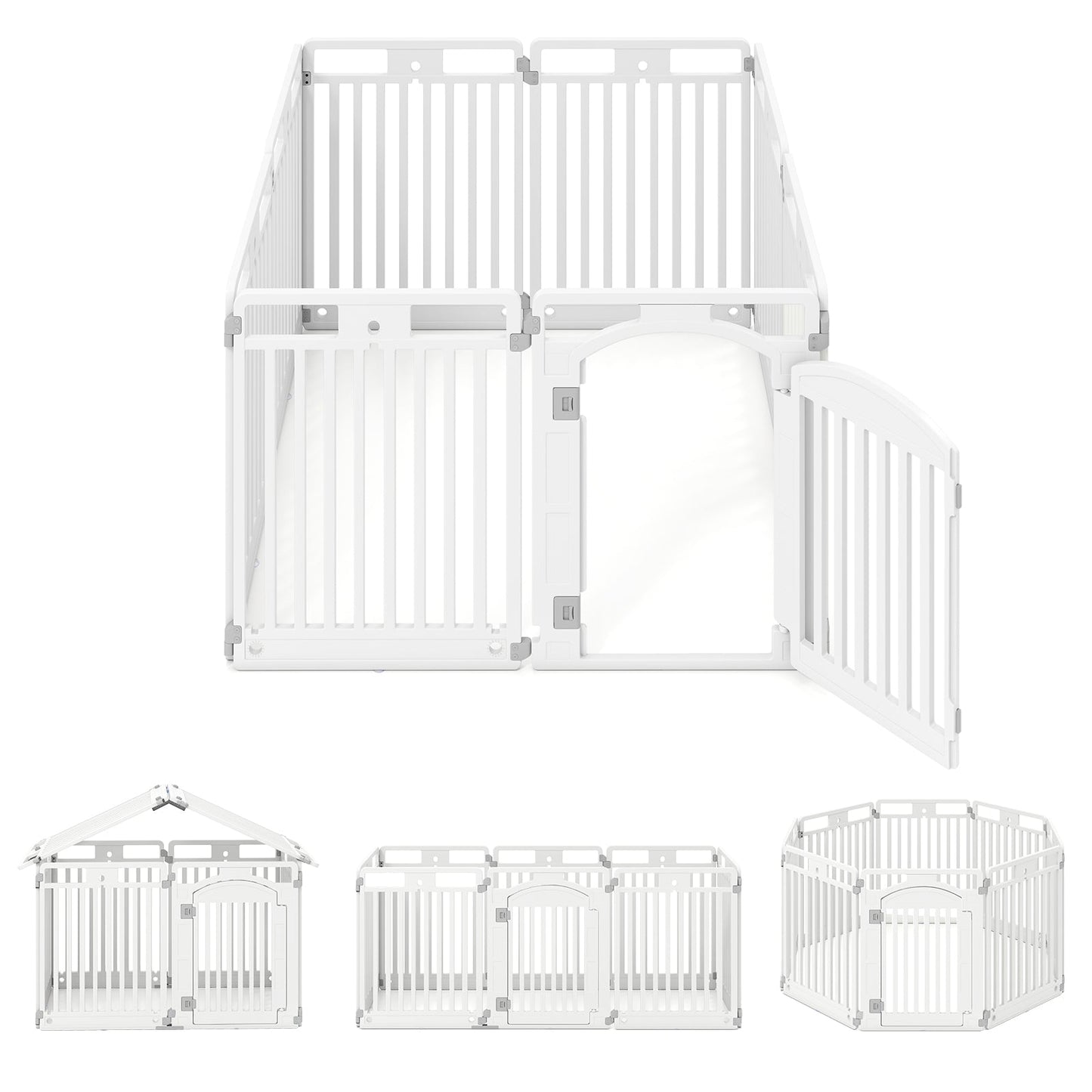 8-Panel 80CM Tall Plastic Dog Panel-White