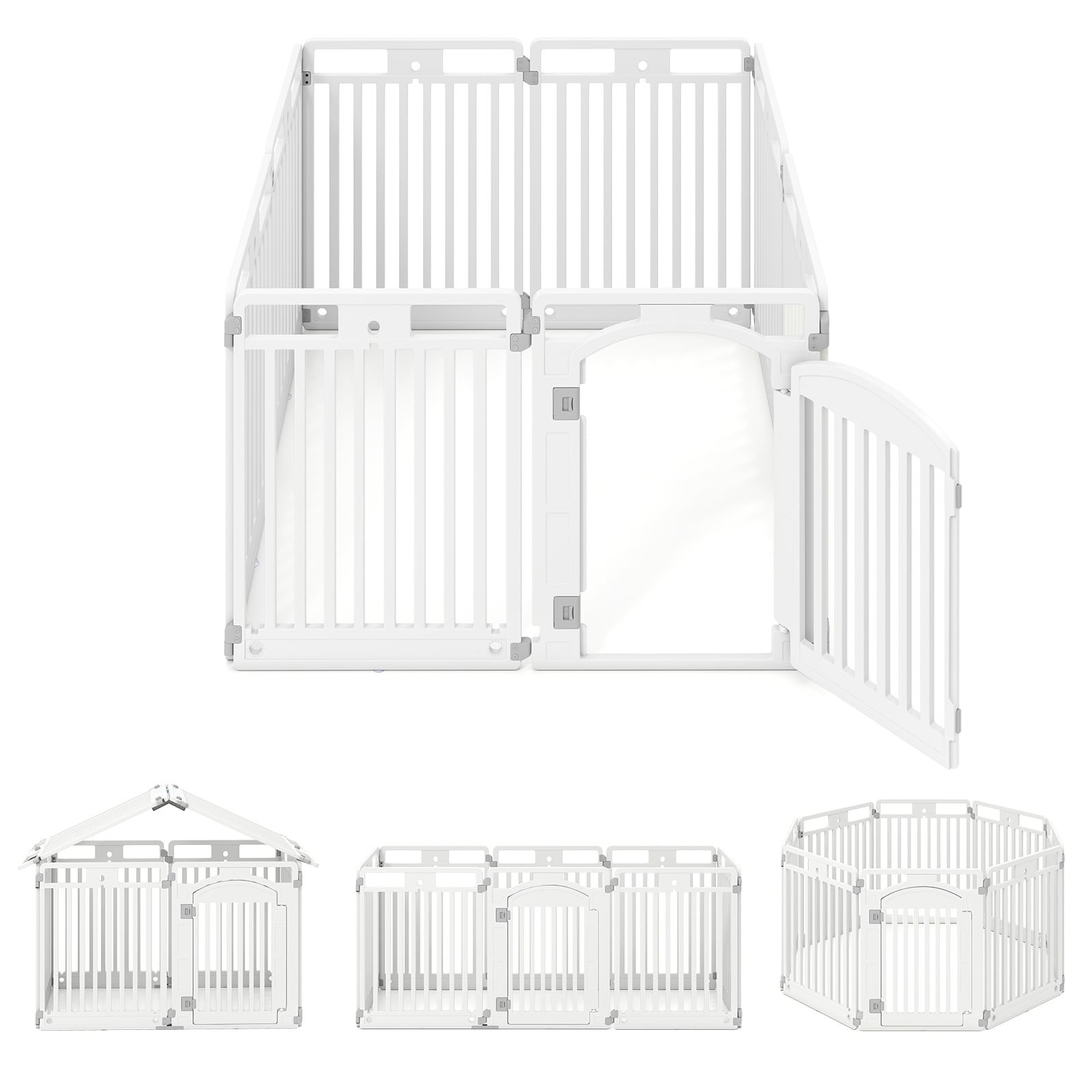 8-Panel 80CM Tall Plastic Dog Panel-White