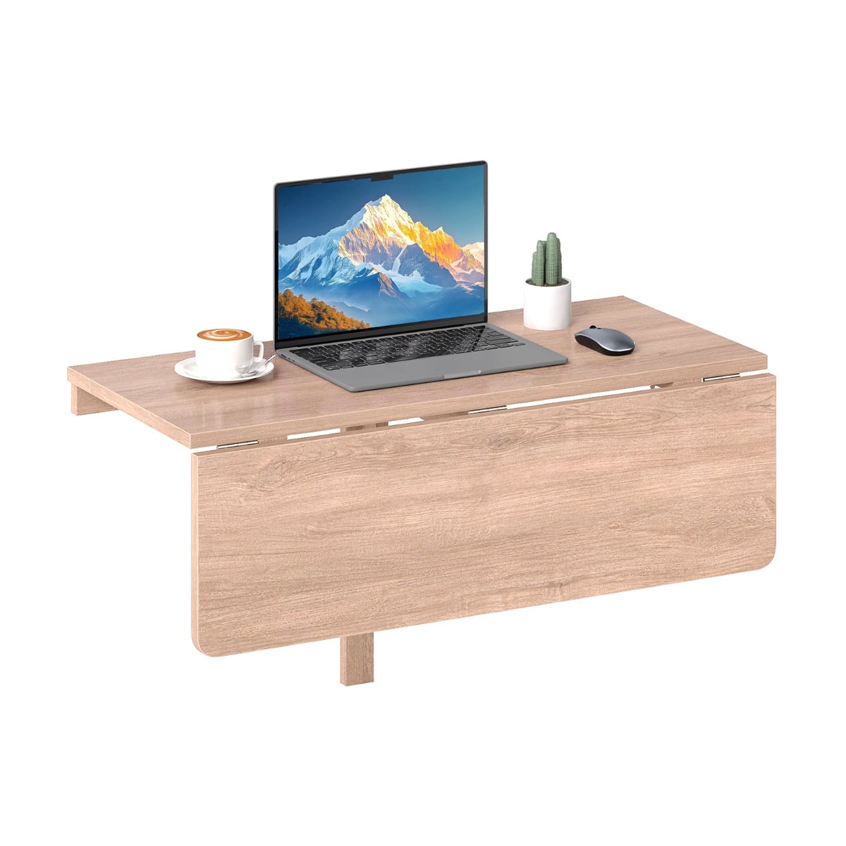 80 x 60 cm Wall Mounted Folding Table Drop-Leaf Floating Writing Desk-Coffee