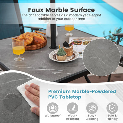 80 x 80 cm Patio Dining Table for 4 Persons with Faux Marble Top-Grey