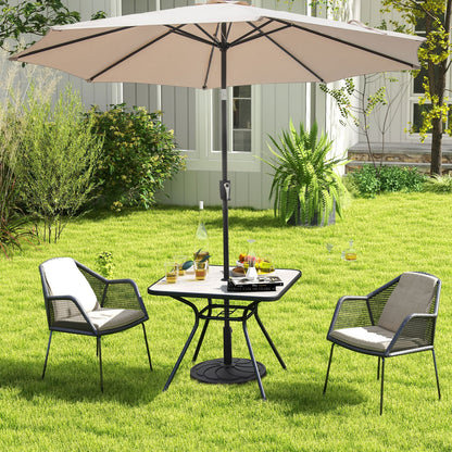 80 x 80 cm Patio Dining Table for 4 Persons with Faux Marble Top-Grey