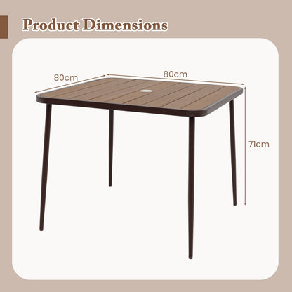 80 x 80 cm Large Outdoor Dining Table with Wood-Plastic Tabletop
