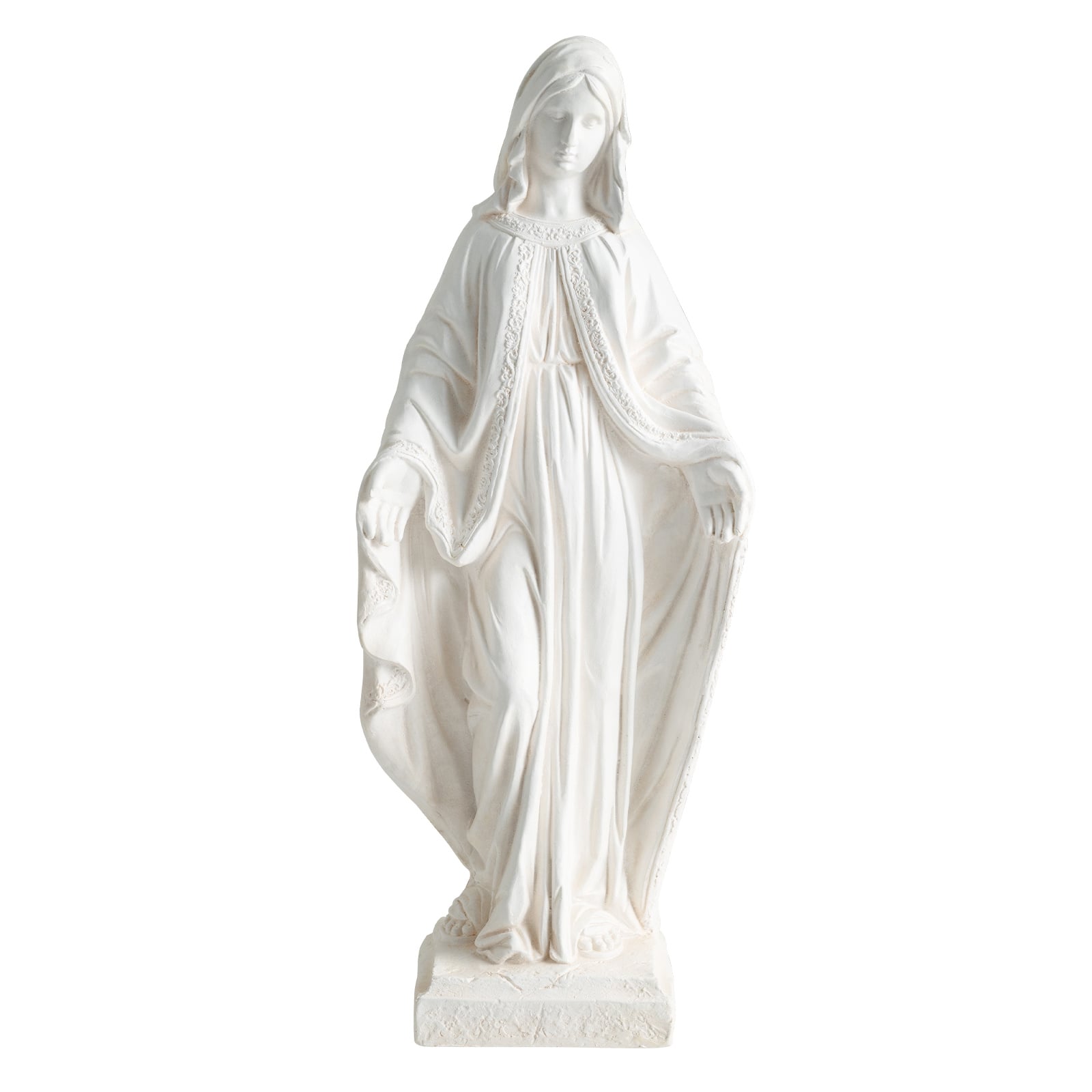 80cm Virgin Mary Statue with Aged Finish for Yard Patio-White