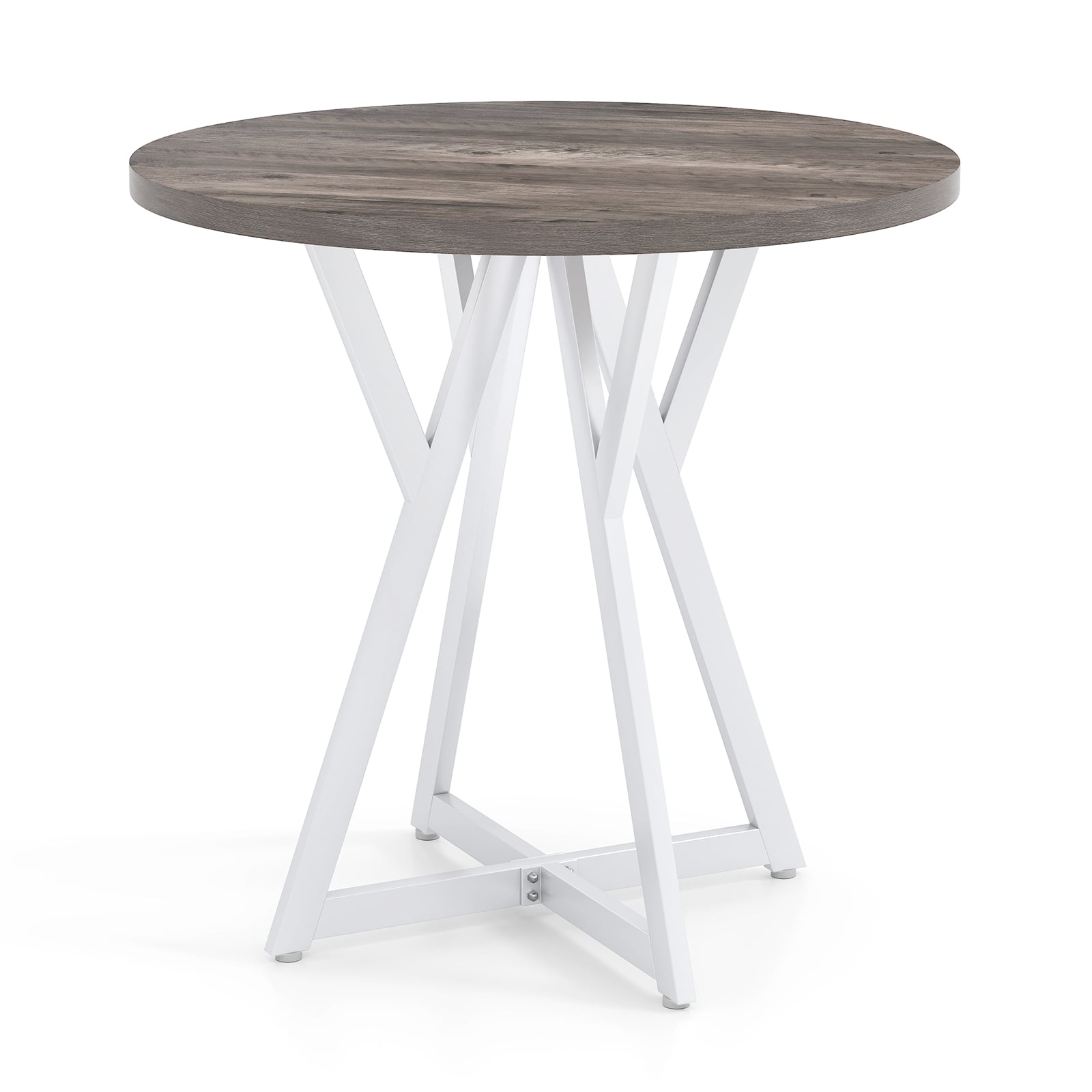 80cm Round Dining Table with Metal Pedestal Base and Adjustable Foot P ...