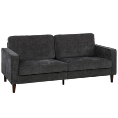 HOMCOM 3 Seater Sofa Button Tufted Upholstered Velvet Couch with Wood Legs for Living Room, Dark Grey