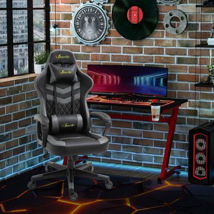 Vinsetto Racing Gaming Chair w/ Lumbar Support, Headrest, Gamer Office Chair, Black Grey