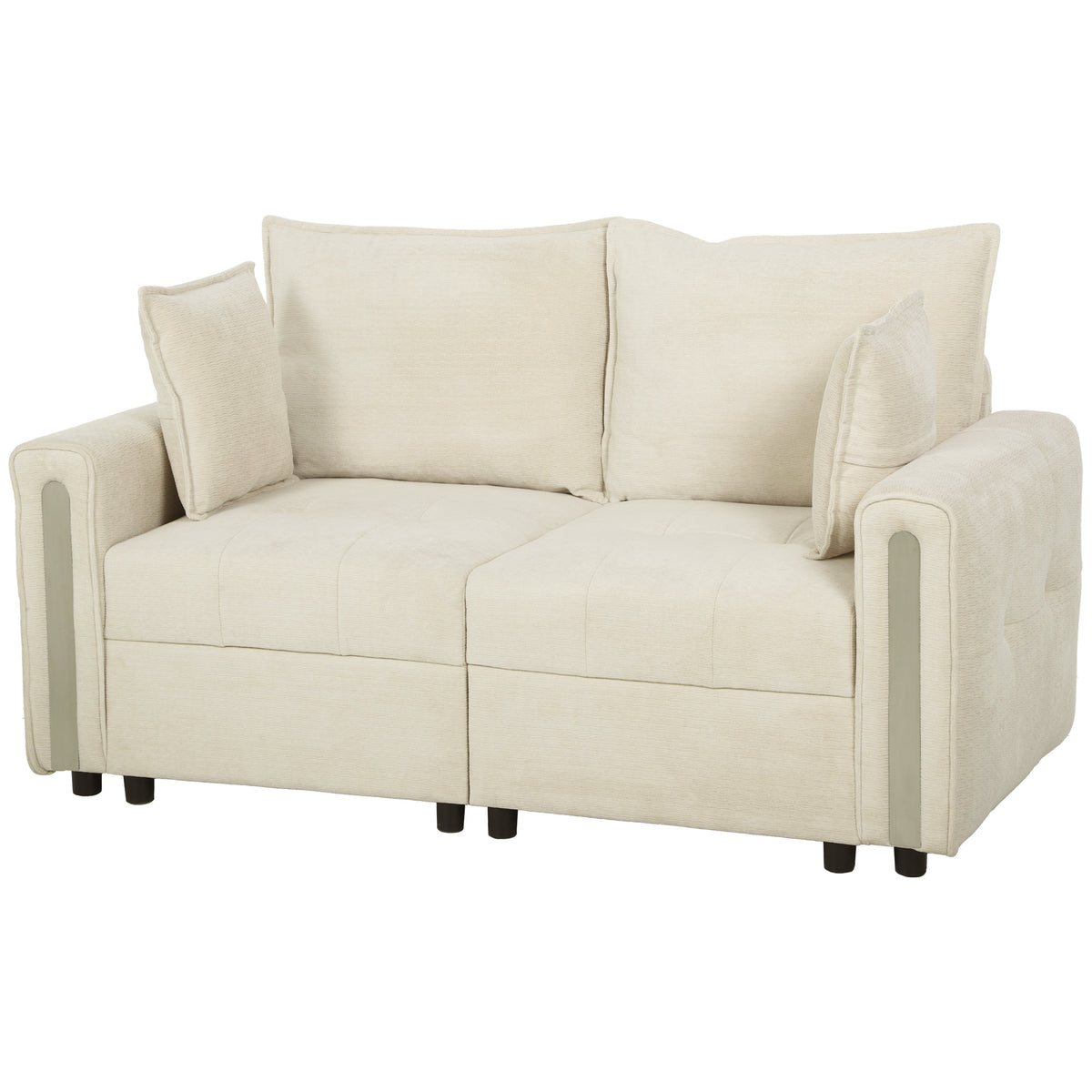 HOMCOM 2 Seater Sofa with Lift-Up Storage, 168 cm Comfy Velvet Small Couch with Wide Deep Seat, Plush Backrest, Thick Padding, 2 Pillows, Loveseat for Living Room, Home Office, Beige