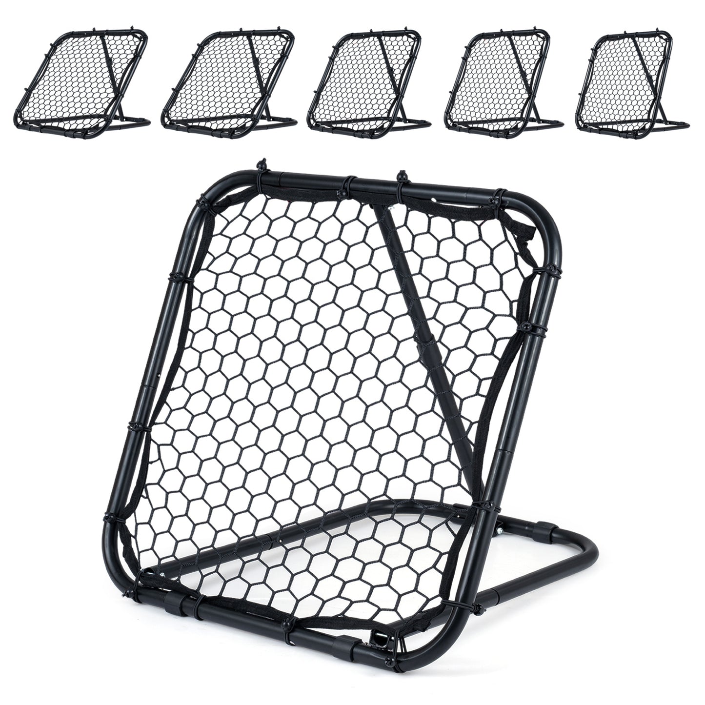 85 x 85 cm Football Rebounder with 5 Adjustable Angles and 4 Ground Stakes