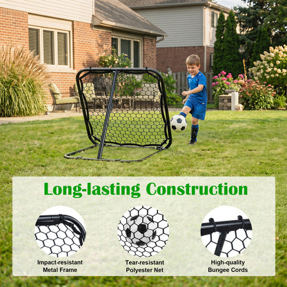 85 x 85 cm Football Rebounder with 5 Adjustable Angles and 4 Ground Stakes