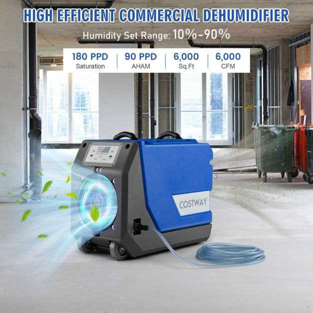 85L/Day Commercial Dehumidifier with Pump and 24H Timer-Blue