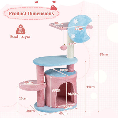 85 CM Cute Aesthetic Cat Tree with Sisal Scratching Post