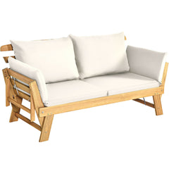 3 in 1 Convertible Cushioned Loveseat Lounger Couch with Pillows-White