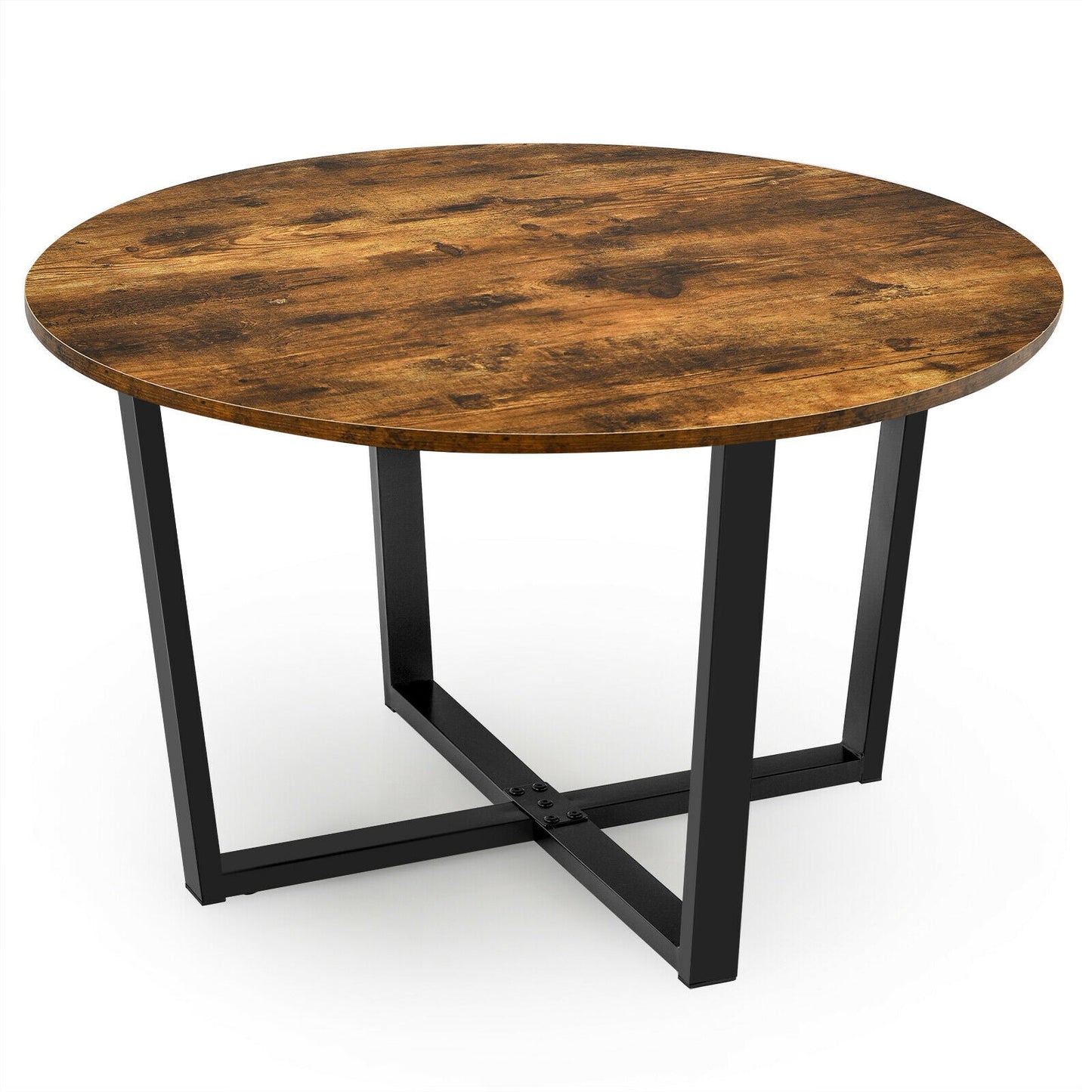 Industrial Round Coffee Table with Adjustable Leg Pads