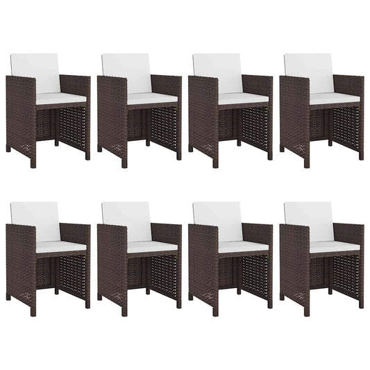 42544 vidaXL 9 Piece Outdoor Dining Set with Cushions Poly Rattan Brown 2