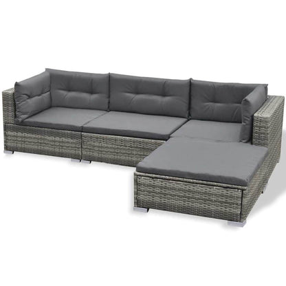 42744 vidaXL 6 Piece Garden Lounge Set with Cushions Poly Rattan Grey 5