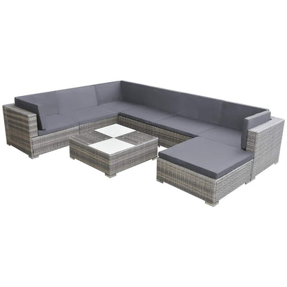 42746 vidaXL 8 Piece Garden Lounge Set with Cushions Poly Rattan Grey 1