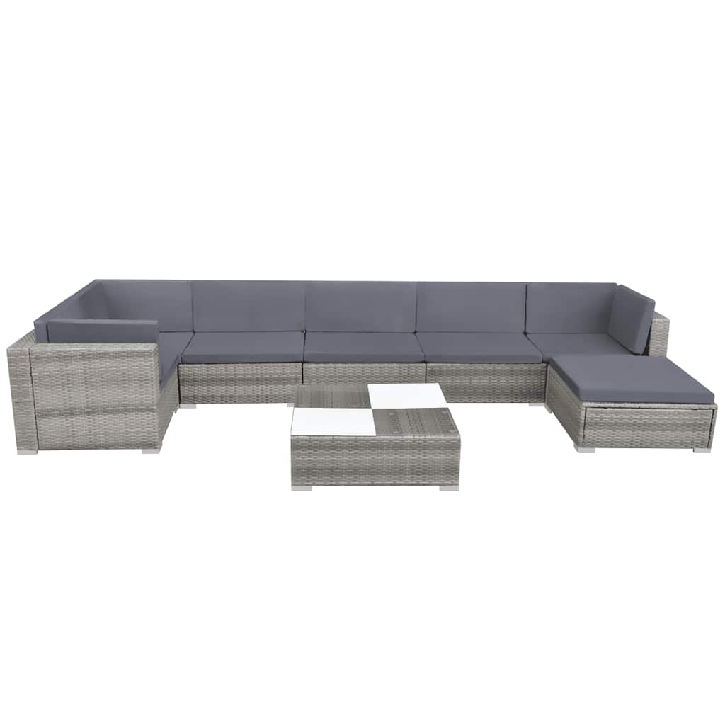 42746 vidaXL 8 Piece Garden Lounge Set with Cushions Poly Rattan Grey 2