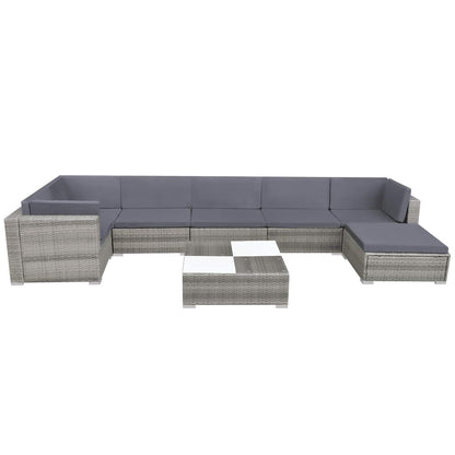 42746 vidaXL 8 Piece Garden Lounge Set with Cushions Poly Rattan Grey 2