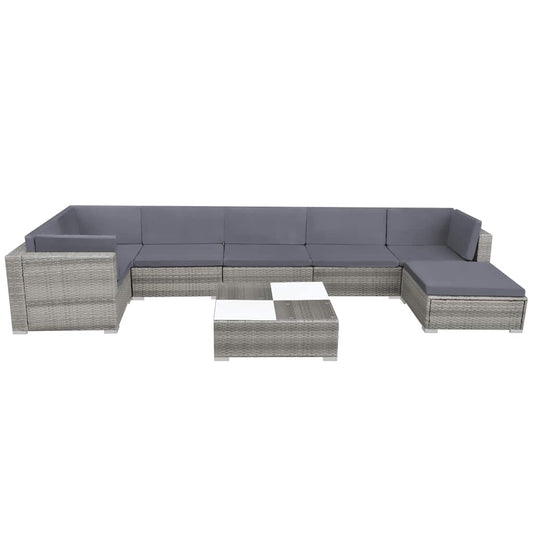 42746 vidaXL 8 Piece Garden Lounge Set with Cushions Poly Rattan Grey 2