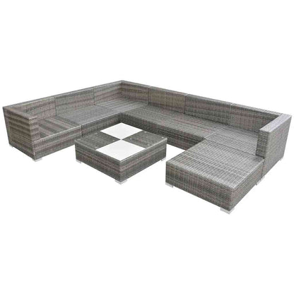 42746 vidaXL 8 Piece Garden Lounge Set with Cushions Poly Rattan Grey 3