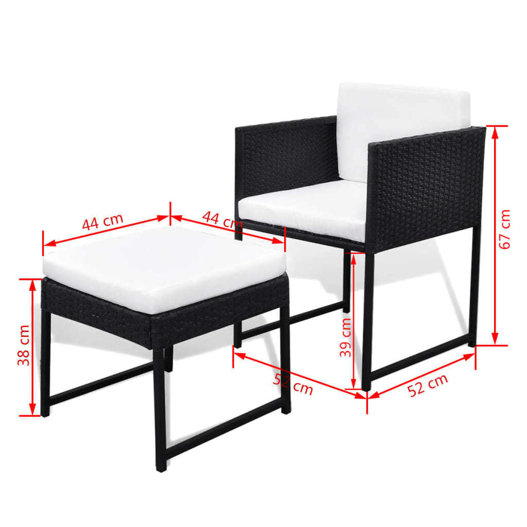 11 Piece Outdoor Dining Set with Cushions Poly Rattan Black