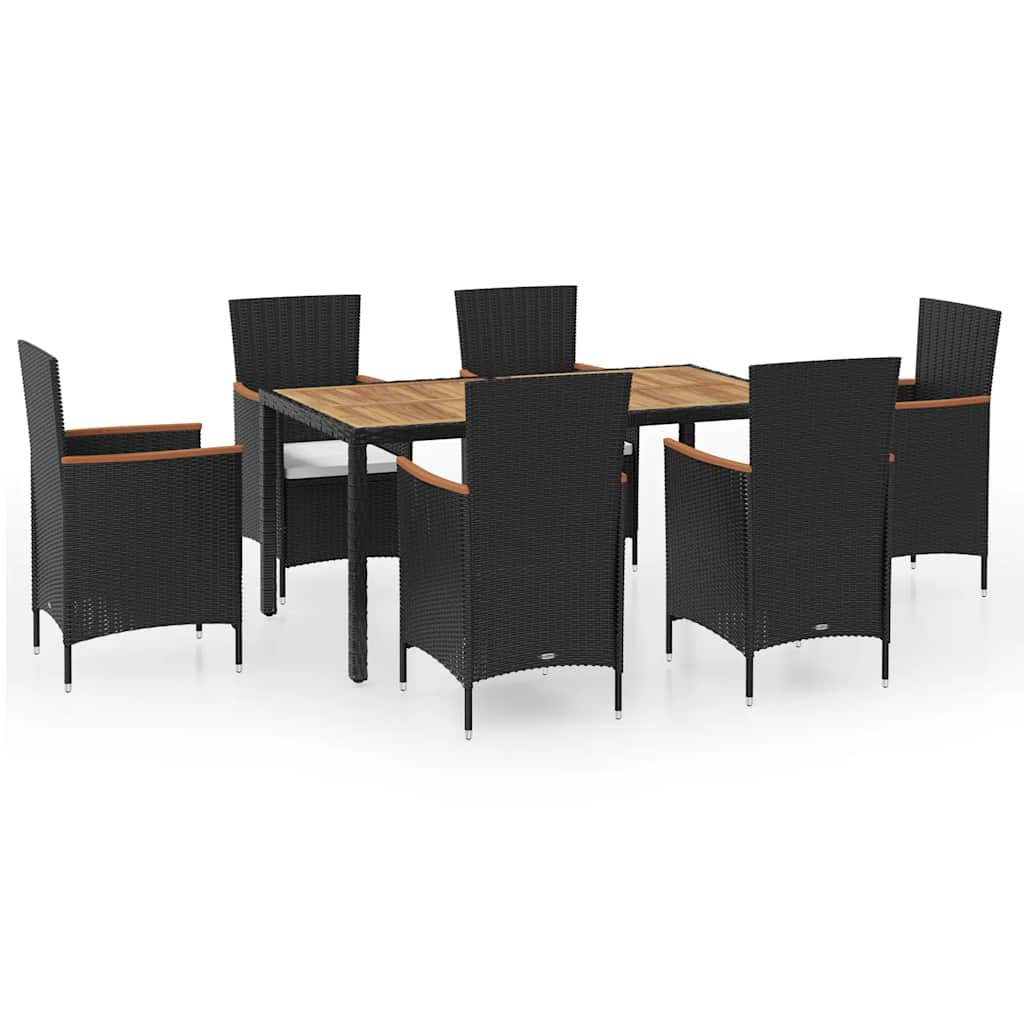 42913 vidaXL 7 Piece Outdoor Dining Set with Cushions Poly Rattan 2