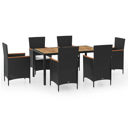 42913 vidaXL 7 Piece Outdoor Dining Set with Cushions Poly Rattan 2