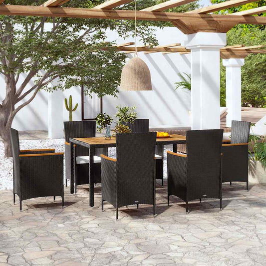 42913 vidaXL 7 Piece Outdoor Dining Set with Cushions Poly Rattan 1