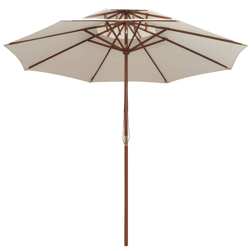 Double Decker Parasol with Wooden Pole 270 cm Cream
