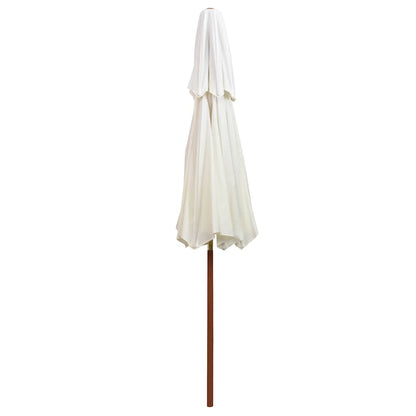 Double Decker Parasol with Wooden Pole 270 cm Cream