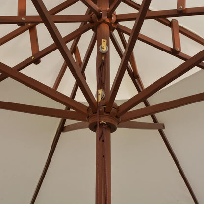 Double Decker Parasol with Wooden Pole 270 cm Cream