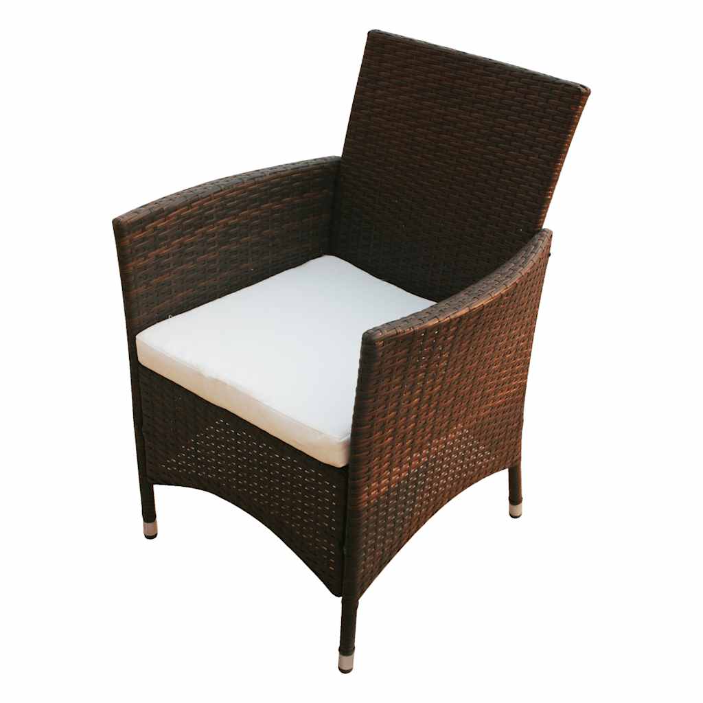 vidaXL 9 Piece Outdoor Dining Set with Cushions Poly Rattan Brown 6