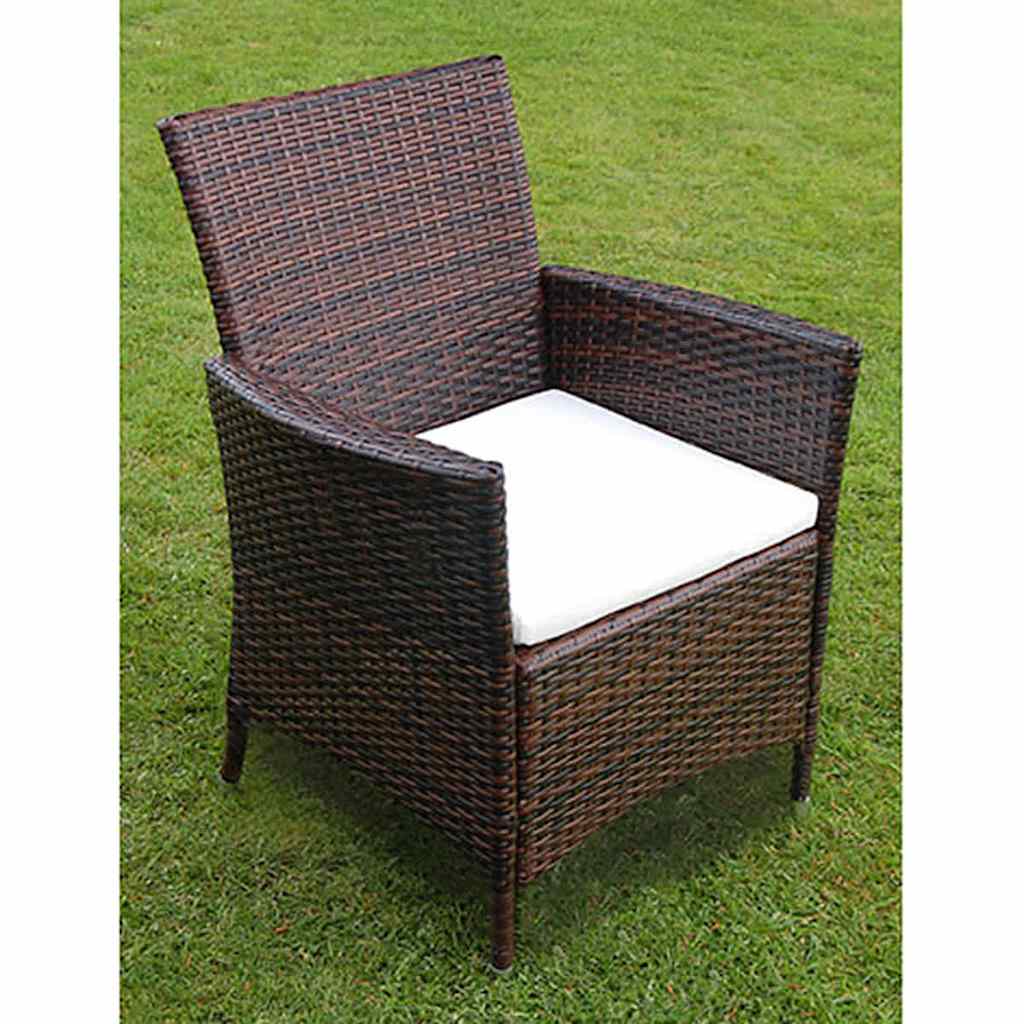 9 Piece Outdoor Dining Set with Cushions Poly Rattan Brown 8x chair + table (glass top) 190 x 90 cm