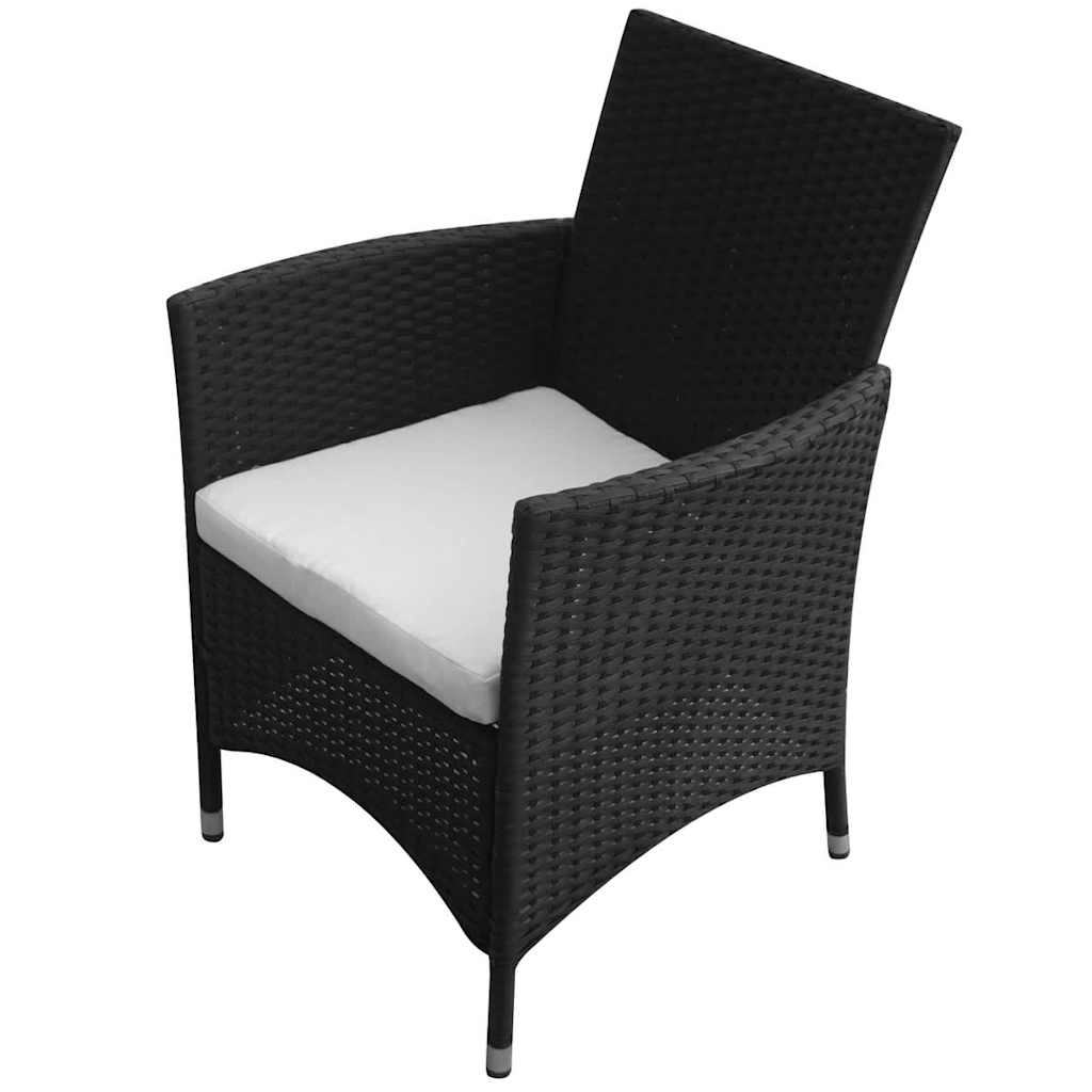 vidaXL 9 Piece Outdoor Dining Set with Cushions Poly Rattan Black 5
