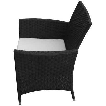vidaXL 9 Piece Outdoor Dining Set with Cushions Poly Rattan Black 6