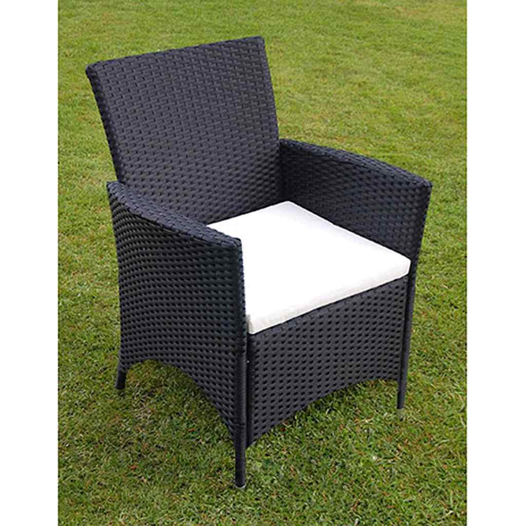 9 Piece Outdoor Dining Set with Cushions Poly Rattan Black 8x chair + table (glass top) 190 x 90 cm