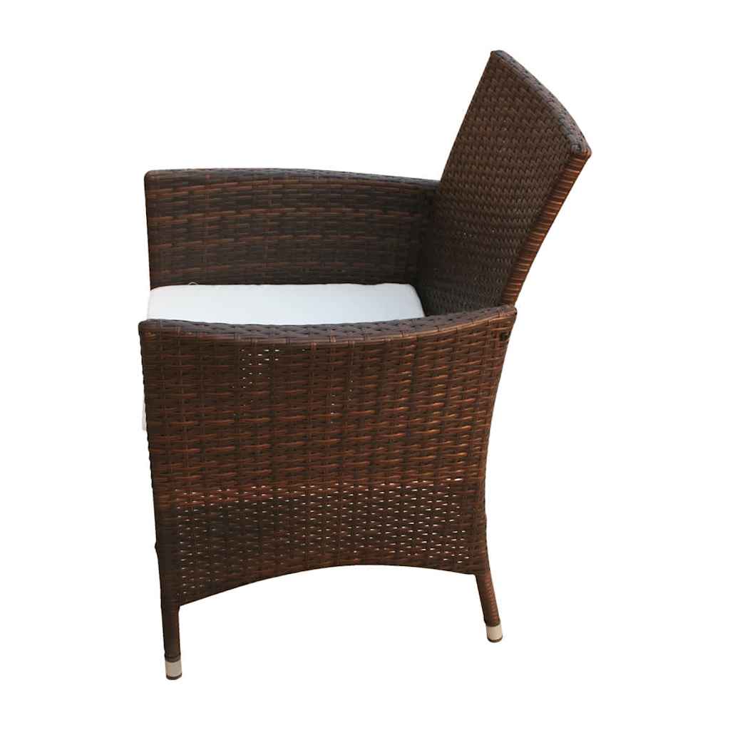 vidaXL 7 Piece Outdoor Dining Set with Cushions Poly Rattan Brown 5