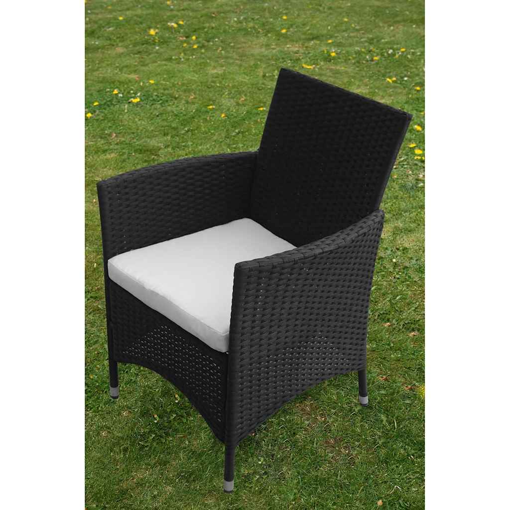 vidaXL 5 Piece Outdoor Dining Set with Cushions Poly Rattan Black 6