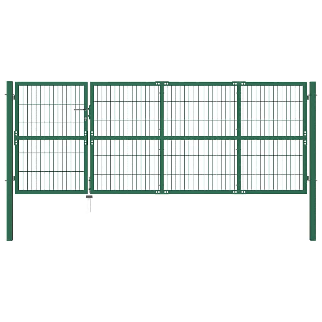 Garden Gate with Posts Steel 350 x 120 cm