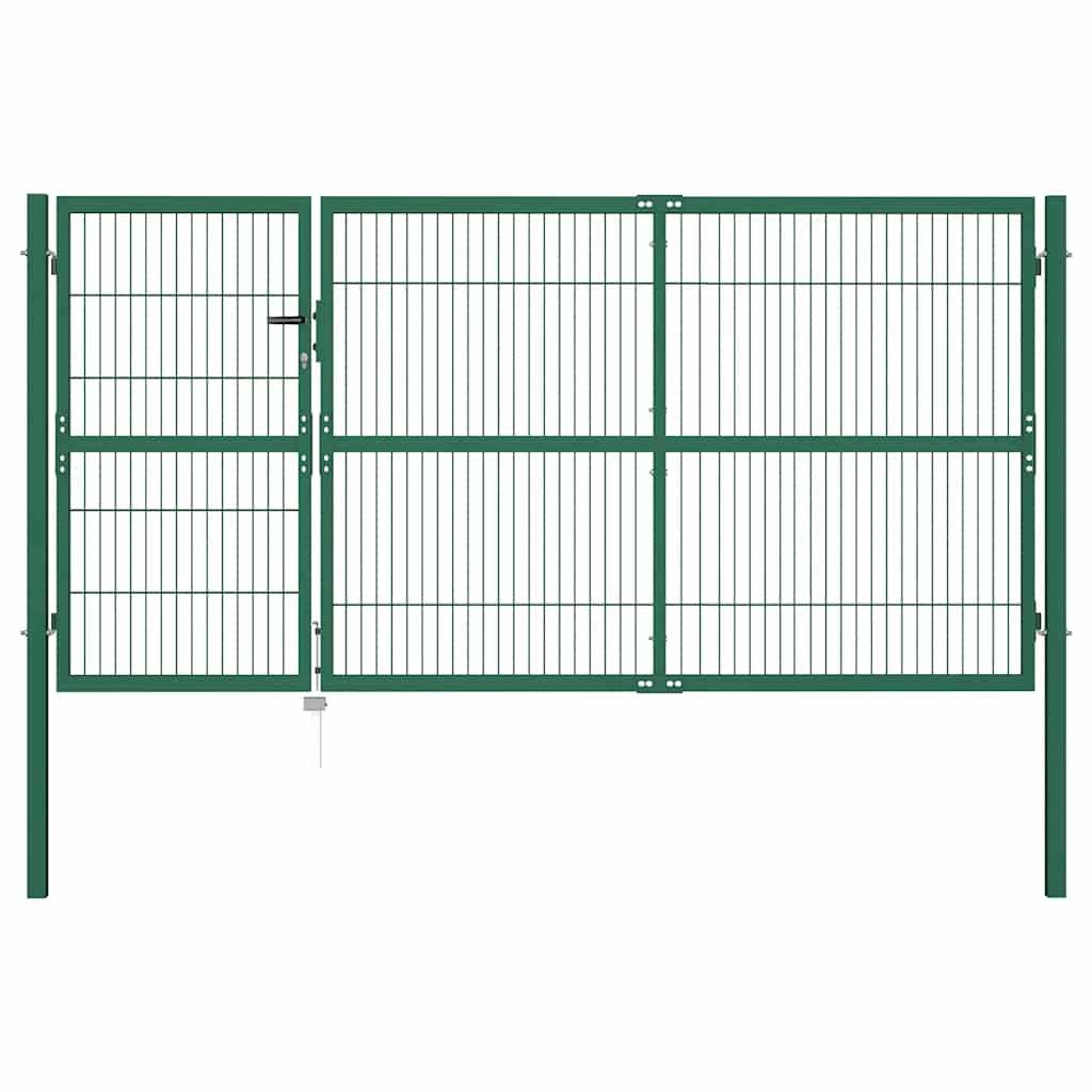 Garden Gate with Posts Steel 350 x 140 cm