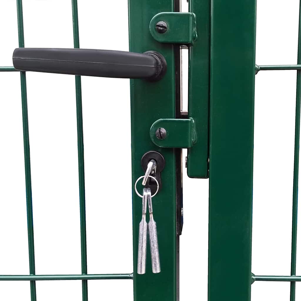 vidaXL Garden Fence Gate with Posts 350x140 cm Steel Green 3