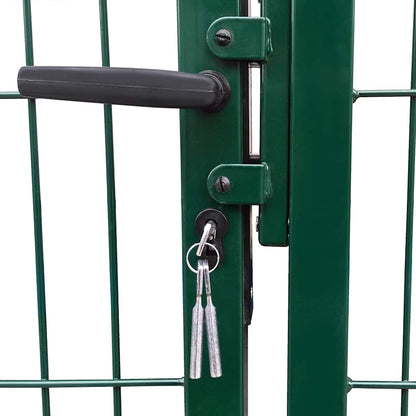 vidaXL Garden Fence Gate with Posts 350x140 cm Steel Green 3