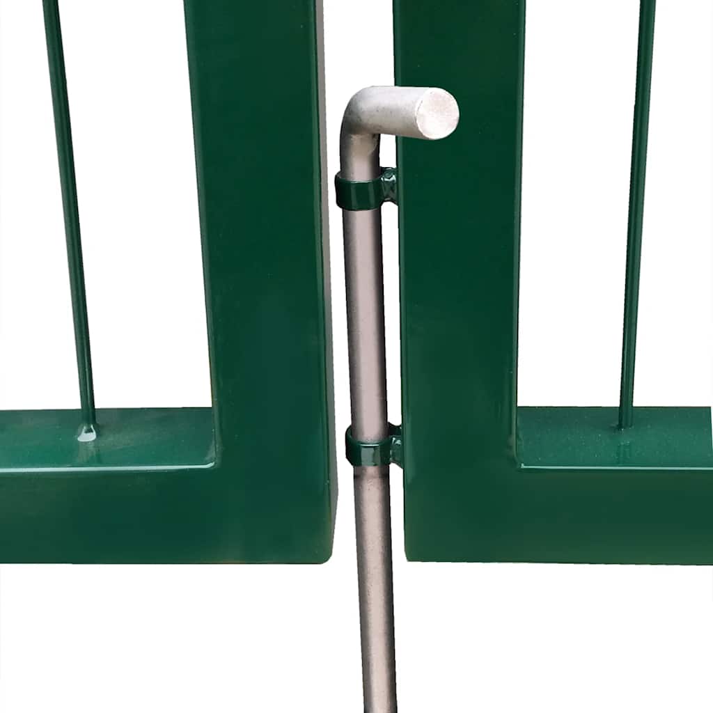 vidaXL Garden Fence Gate with Posts 350x140 cm Steel Green 4