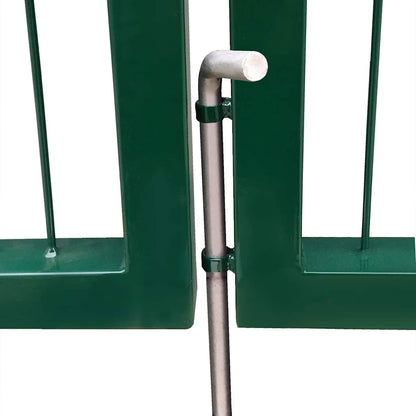 vidaXL Garden Fence Gate with Posts 350x140 cm Steel Green 4