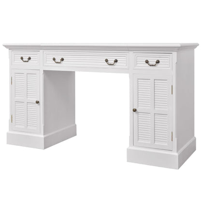 vidaXL Double Pedestal Desk | White | MDF and pinewood | Medium | Computer Desk 2