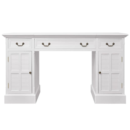 vidaXL Double Pedestal Desk | White | MDF and pinewood | Medium | Computer Desk 3